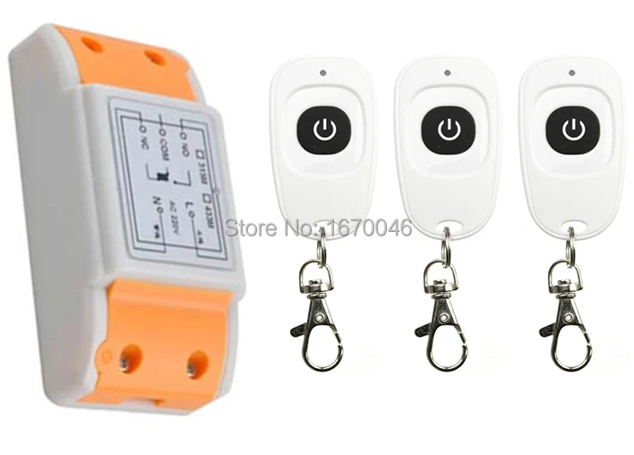 

latest AC220V 1CH Wireless Remote Control Switch System Receiver &3pcs one-button waterproof Remote 315mhz/433mhz