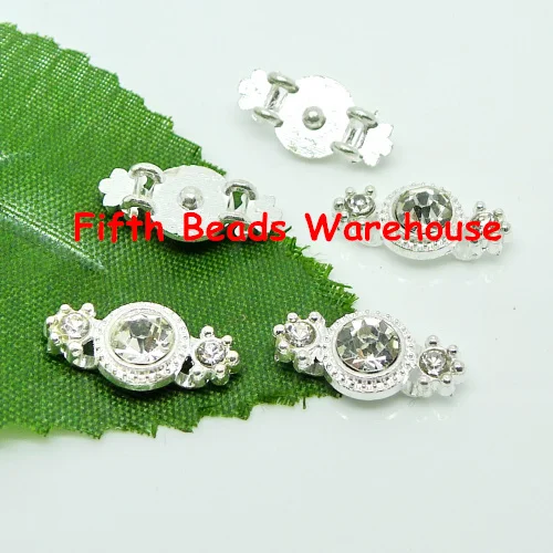 

8x17mm silver colour flower shape rhinestone connection beads with 4 hole clasp 100pcs/lot R104