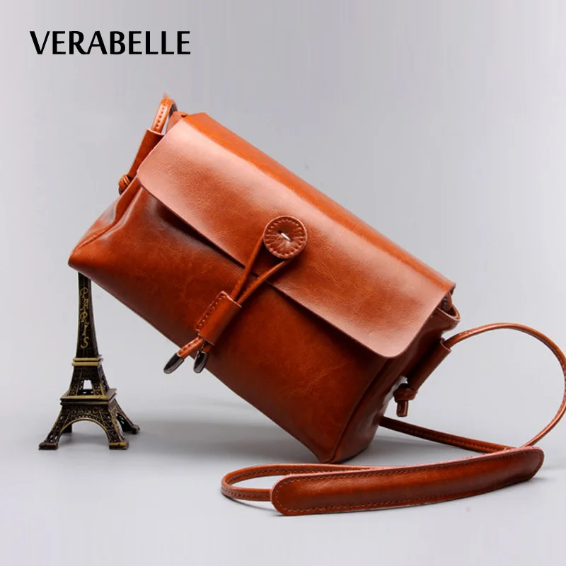 

VERABELLE 2017 high quality oil-waxing purse cow hide split leather women pillow messenger/shoulder/crossbody small female bag