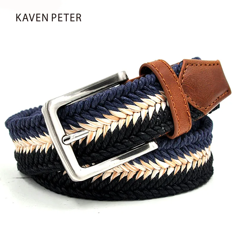 

Braided Cotton Soft Stretch Woven Comfort Casual Jean Mens Belts, 1-3/8" Wide With Wax Rope And Straw Material Mixed Color