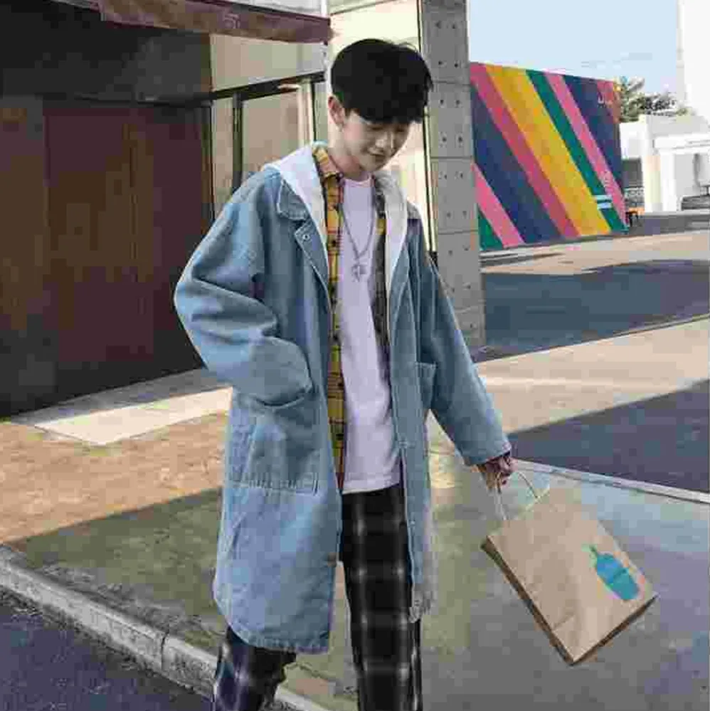 New Fashion Men Denim Jacket Detachable Hooded Windbreaker Men Hip Hop Streetwear Bomber Jacket Male Oversized Jeans Baggy Coat