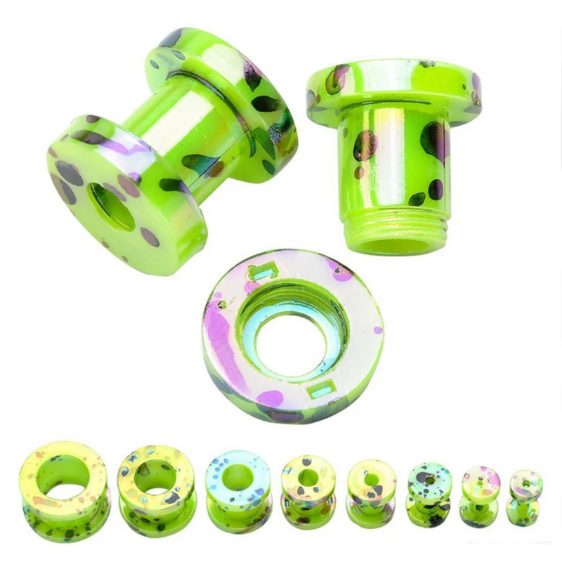 Acrylic Dot Screw Back Flesh Tunnel Ear Plug Expander Stretcher (1 Pair, 2-12mm)