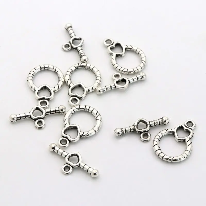 

10Sets/lot Round Heart Metal Connector Hook OT Clasps Toggle For Jewelry Making Finding Diy Handmade Bracelet Chain Accessories