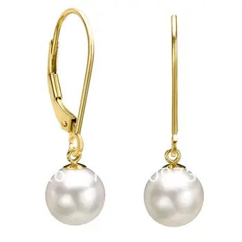 

ry00212 Charming 9-9.5mm top rating AAAA white pearl earrings 925s/14K Y/W jewelry