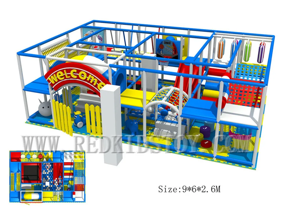 

EU Standard Colorful Children Soft Playground 9x6x2.6mm With Ball Pool and TrampolineHZ-180118b