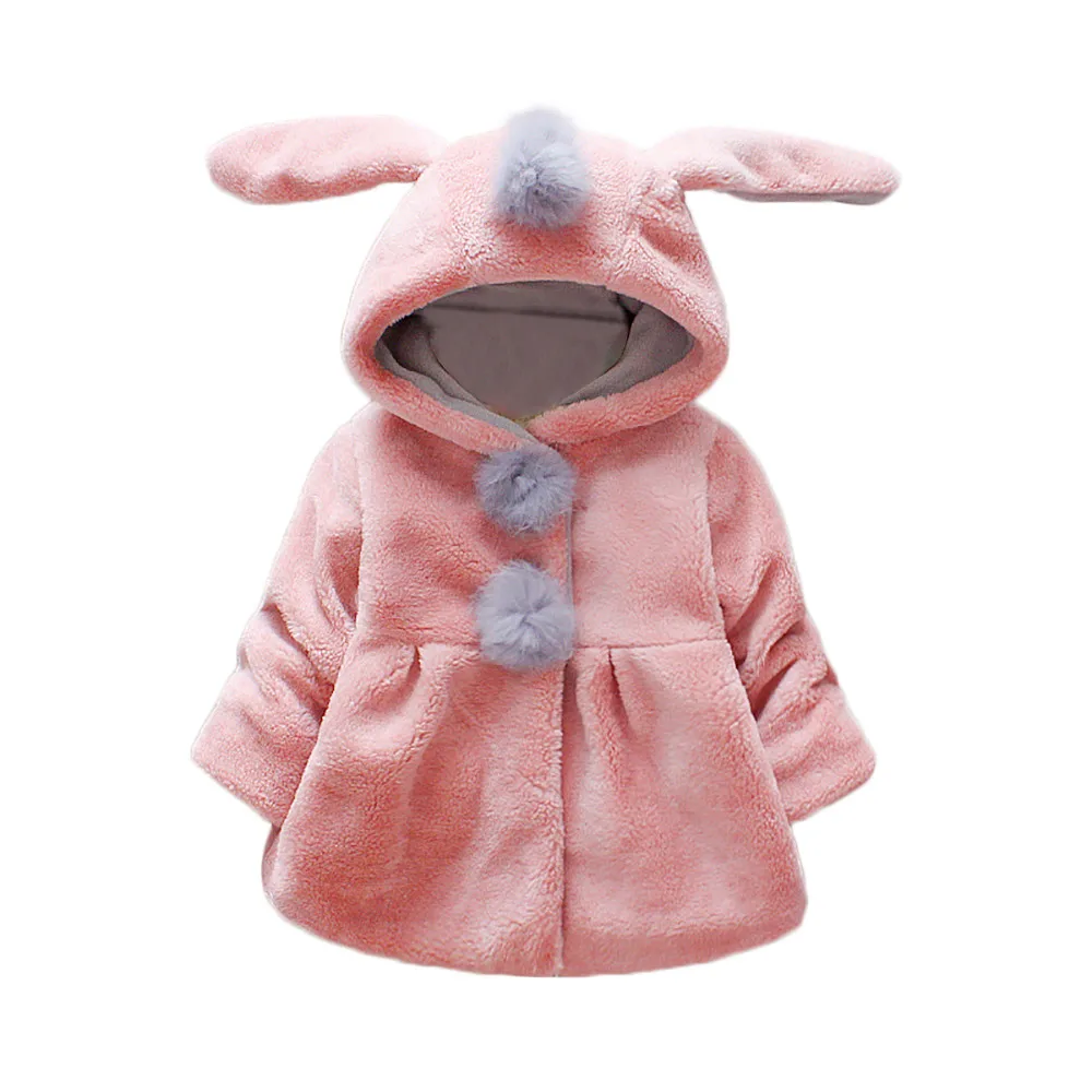 Baby Coat Outerwear Baby Girls Winter Coat Autumn Winter Girls Baby Kids Cute Rabbit Ears Hooded Warm Girls Coat Jacket Clothes