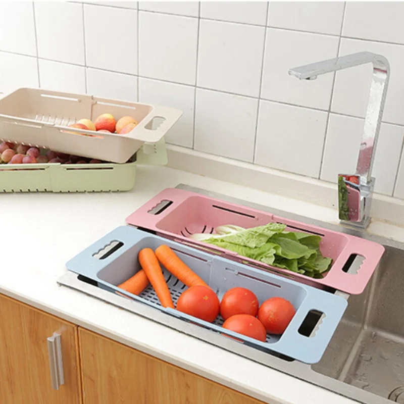 Регулируемая домашняя кухня пластиковая над раковиной сушилка для посуды сушилка для мытья посуды сушилка для овощей корзина Органайзер лоток 4 вида цветов