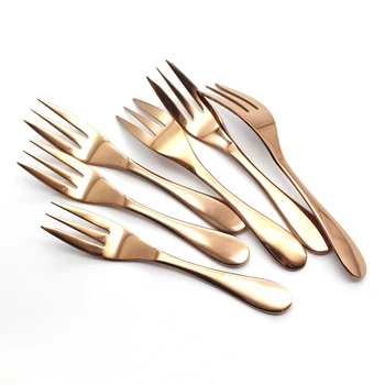 

Stainless Steel Fork 6pcs/lot Rose Golden Stainless Steel Dessert Fork Set Snack Cakes Foods Picking Eating Kitchen Accessories