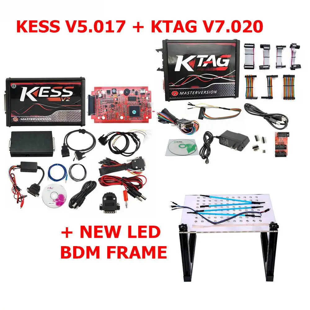 Полный ECU чип тюнинговый инструмент онлайн ЕС красный Kess V2 V5.017 неограниченный KTAGV7.020 FGTECH Galletto 4 V54 V0386/V0475 BDM100 автомобильный Грузовик - Цвет: KESS KTAG NEW BDM