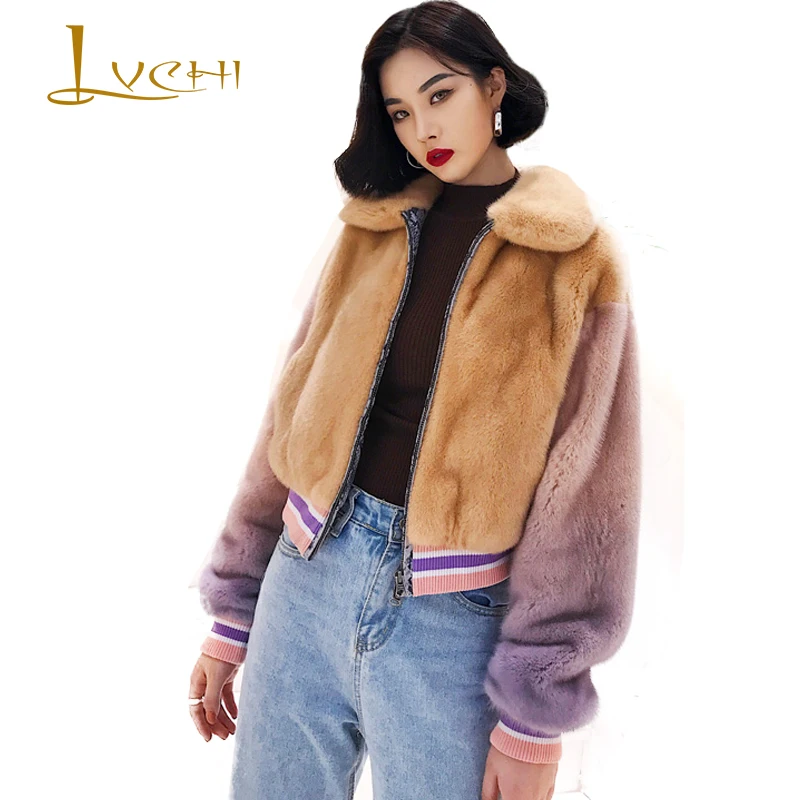 Новая зимняя импортная норковая шуба LVCHI 2019 шубы из натурального меха женские