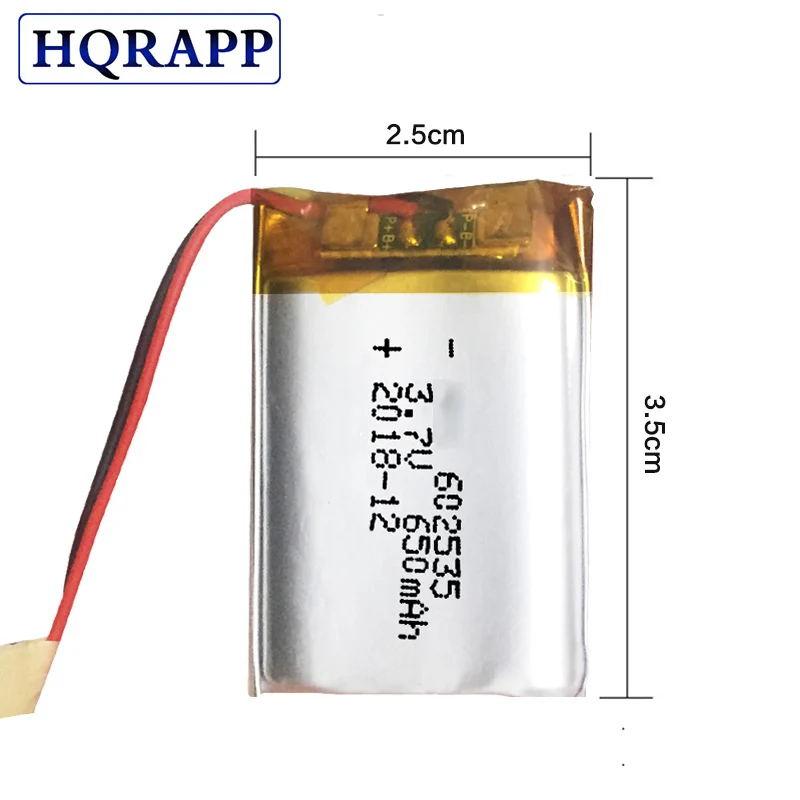 3,7 V 650mAh 602535 перезаряжаемый литий-полимерный литий-ионный аккумулятор с печатной платой для bluetooth-гарнитуры gps MP3 MP4 psp рекордер