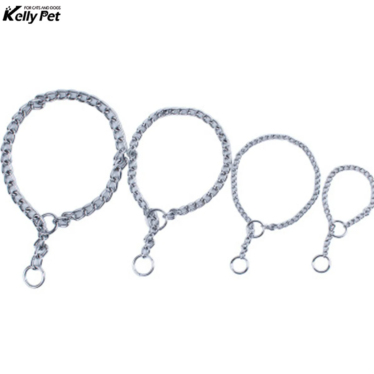 

Dog Collar Metal Stainless Steel Chain Dog Collar Double Row Chrome Plated Choke Training Show Collar Adjustable Safety Control