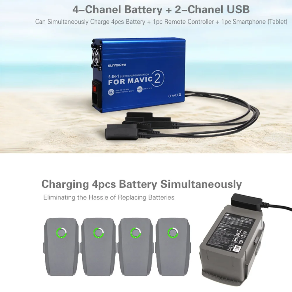 USB зарядное устройство из алюминиевого сплава, 6 в 1, быстрая смарт-батарея, зарядное устройство для DJI Mavic 2 PRO/ZOOM