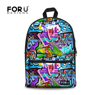 Модные женские парусиновые рюкзаки с принтом граффити, рюкзак для путешествий, рюкзак для девочек-подростков, Mochila Escolar - Цвет: C4371J
