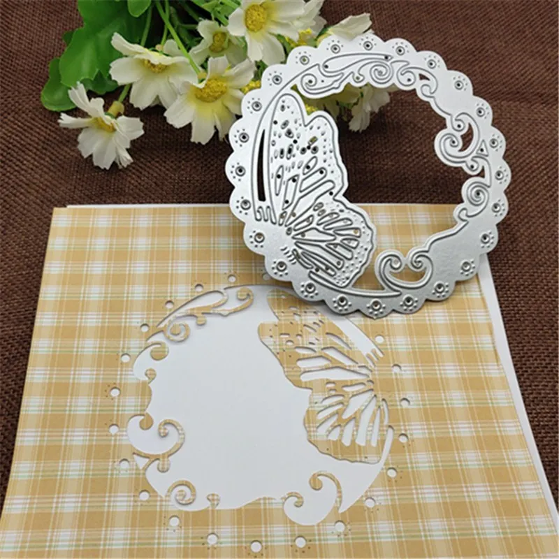 

Round butterfly Lace Metal Cutting Dies Stencil Scrapbooking Photo Album Card Paper Embossing Craft DIY