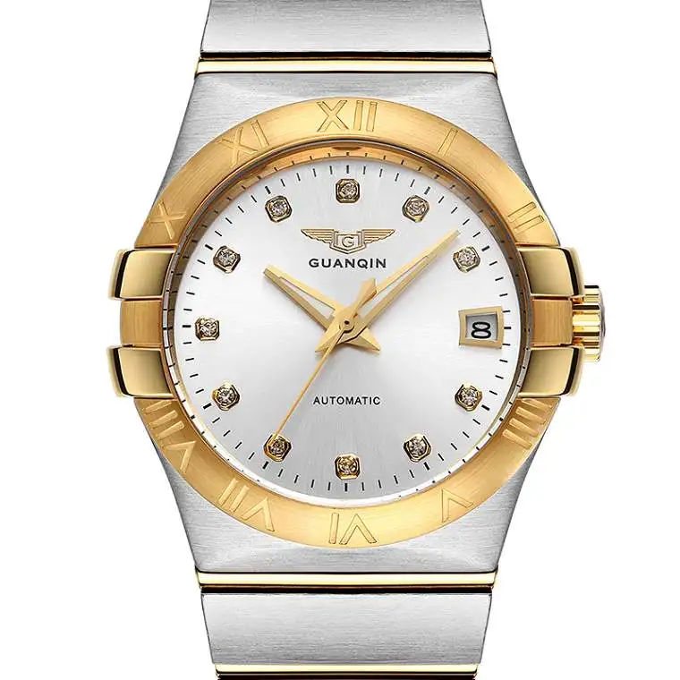 GUANQIN мужские часы Топ бренд класса люкс автоматический бренд Сапфир 316L нержавеющая Золото Механические часы водонепроницаемые Relogio Masculino - Цвет: B