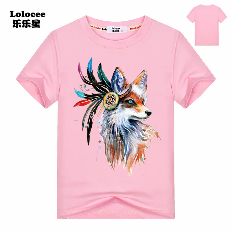 

Fashion Harajuku 2018 Summer T-Shirt Girls Tops Short Sleeve Graphic Fox Print Casual Tshirt Punk Rock Tee Shirt Kids White Top