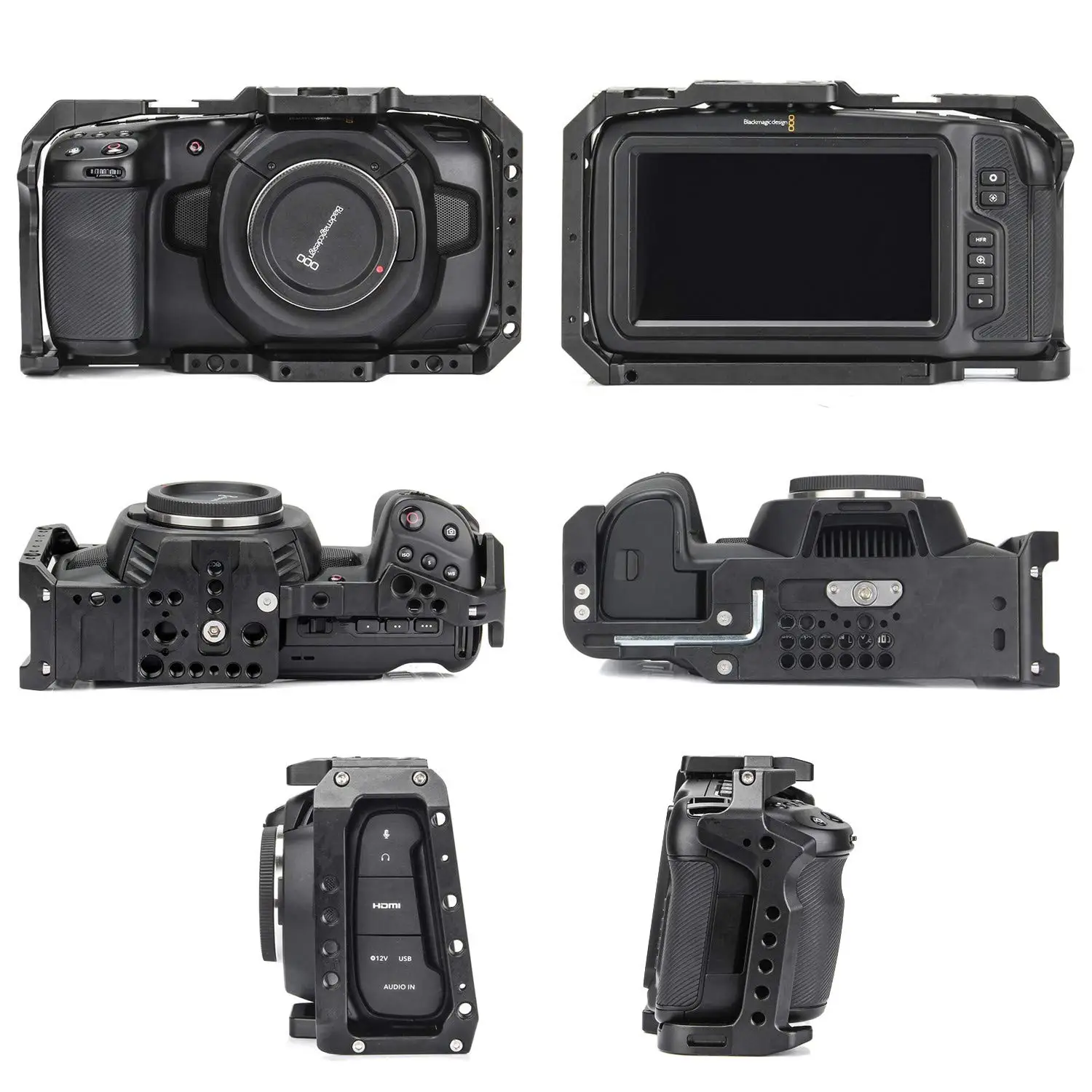 Камера клетка BMPCC 4K для карманных видеокамер Blackmagic Кино Камера BMPCC видео в формате 4K Камера клетка с 1/4 ''3/8'' винт железнодорожный вокзал нить