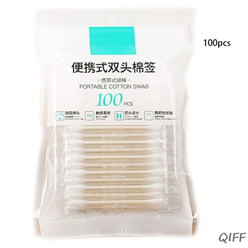 

100pcs/pack Disposable Cotton Swabs Buds Double Heads Paper Stick Medical Makeup Nose Ear Cleaning