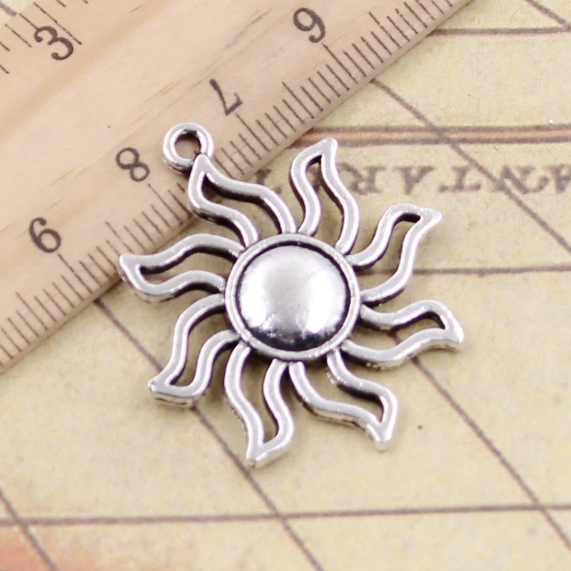 10 шт. подвески Sun Sunburst 34x30 мм тибетский серебристый цвет антикварные украшения