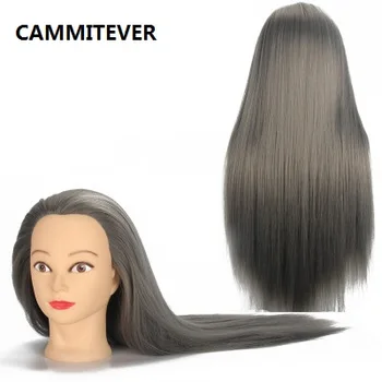 

CAMMITEVER Grey Hair Mannequin Head for Women Hairstyling Training Head Manikin Doll Head