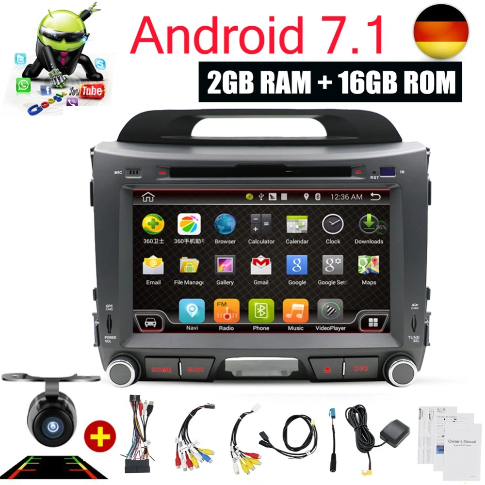 

Android 7.1 Car Radio DVD Player GPS Navigation Autoradio Bluetooth Wifi USB AUX DAB for Kia Sportage R 2010 2014 2011 2013 2015
