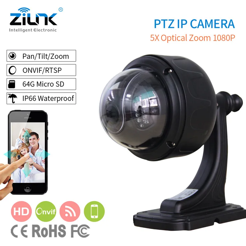 

ZILNK IP Camera 1080P HD Outdoor Speed Dome Camera PTZ 5X Zoom Wireless Wifi Network Onvif P2P 2.0MP CCTV Security Camera