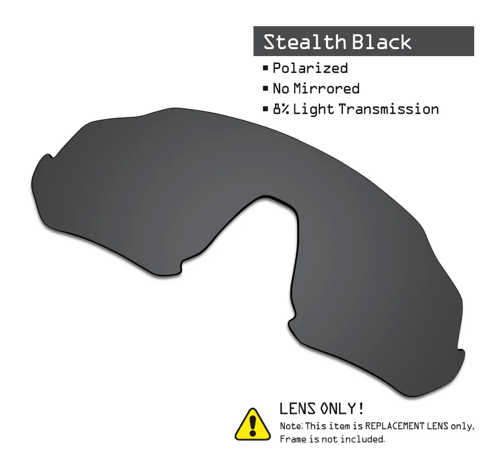 SmartVLT 2 Pieces Polarized Sunglasses Replacement Lenses for Oakley Flight Jacket Stealth Black and Silver Titanium