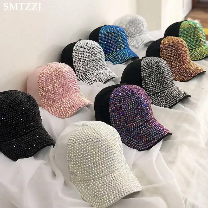 SMTZZJ Luxury Fashion Designer Pink Blue Rhinestones Bling women summer