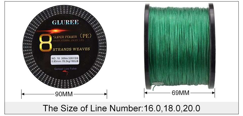 GLUREE 300M328Yards 8 Stands PE Line Braided Fishing Line 100% PE Multifilament Fishing Line Super Strong High Quality 13-200LB (11)