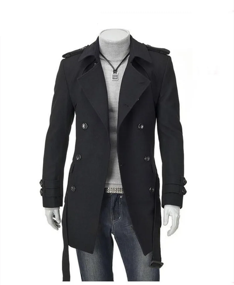 Military Rushed 2016 Winter British Style Coat Men Long Double Breasted