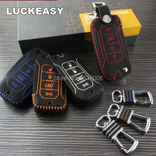 

LUCKEASY High Quality leather remote key Case Cover Holder For Jeep Renegade