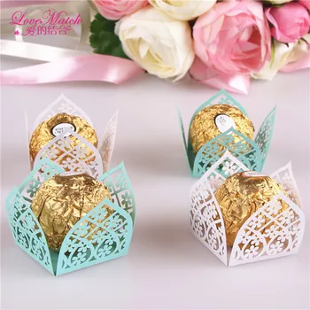 

50pcs/lot Mini Flower Chocolate Candy Wrappers Hollow Out Holders Wedding Favors And Gift Chocolate Bar Party Supplies