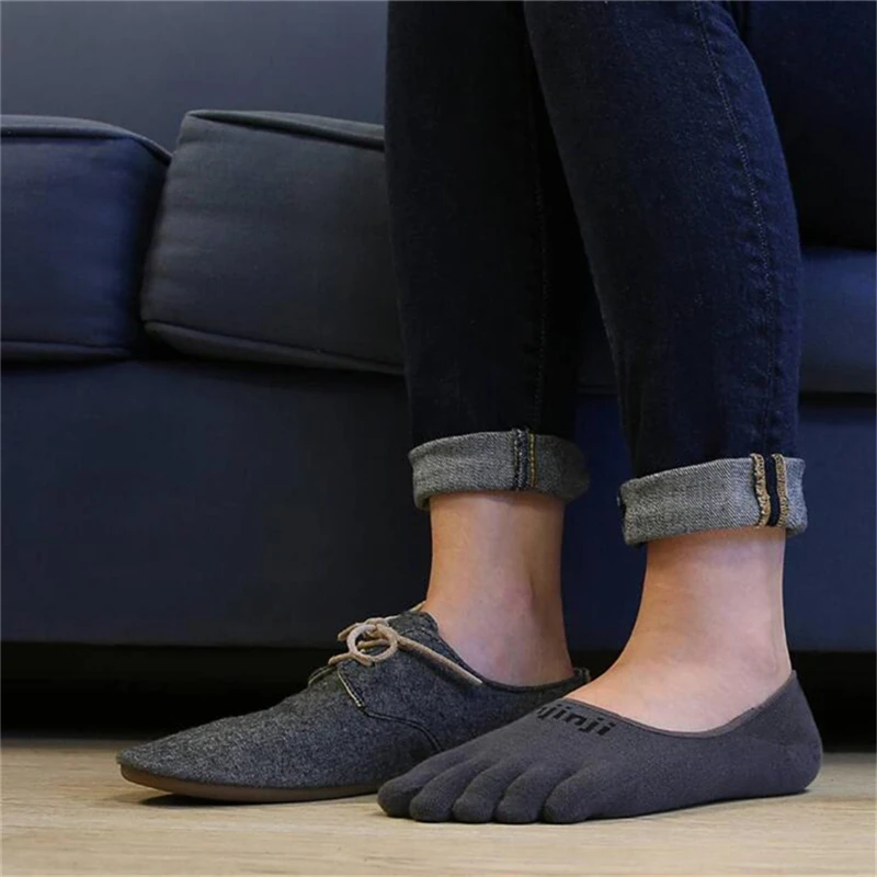 INJINJI кроссовки с пятью пальцами тонкие невидимые носки COOLMAX Нескользящие дышащие