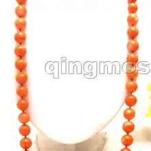 Супер длинные 3" огромный 9-15 мм выпускник высокого качества круглый оранжевый натуральный коралл ожерелье-nec5365 /розничная