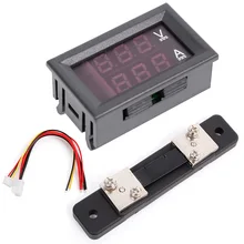 0-100V/50A Red Blue Digital Voltmeter Ammeter 2in1 DC Volt Amp Meter W/ Shunt H02