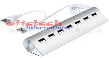 

by dhl or ems 200 pcs Popular Portable High Speed Plug Aluminum 7 Ports USB 2.0 External Hub Adapter For PC Laptop Notebook