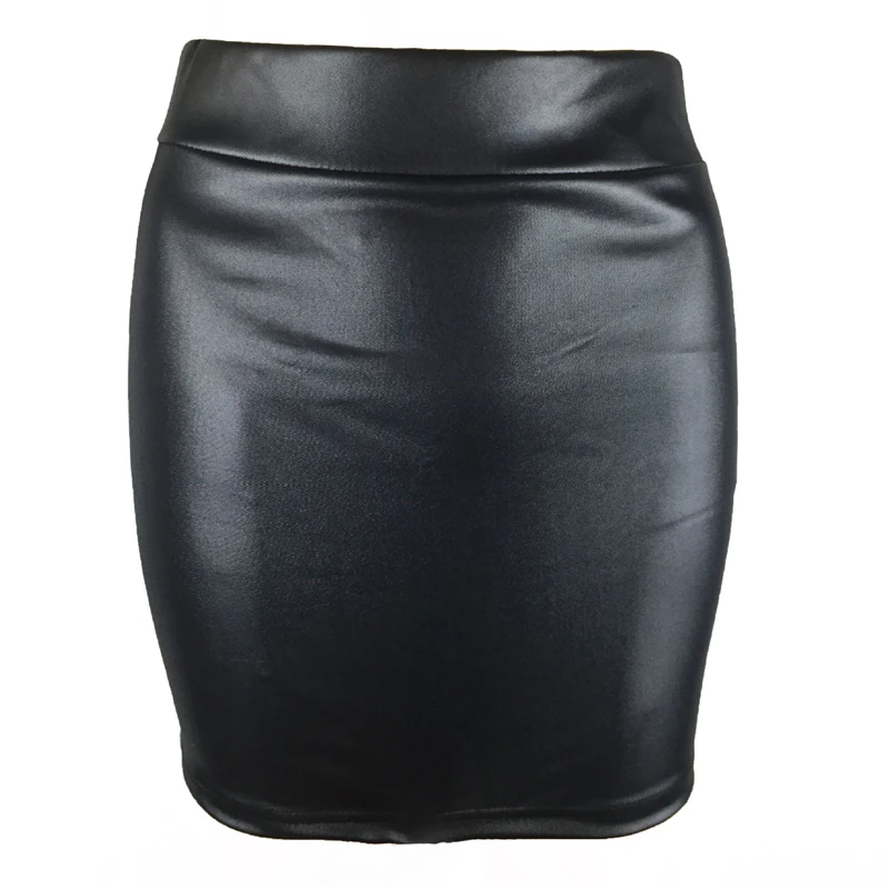 

women basic solid PU leather skirts brief faldas European style fashion streetwear mini skirts
