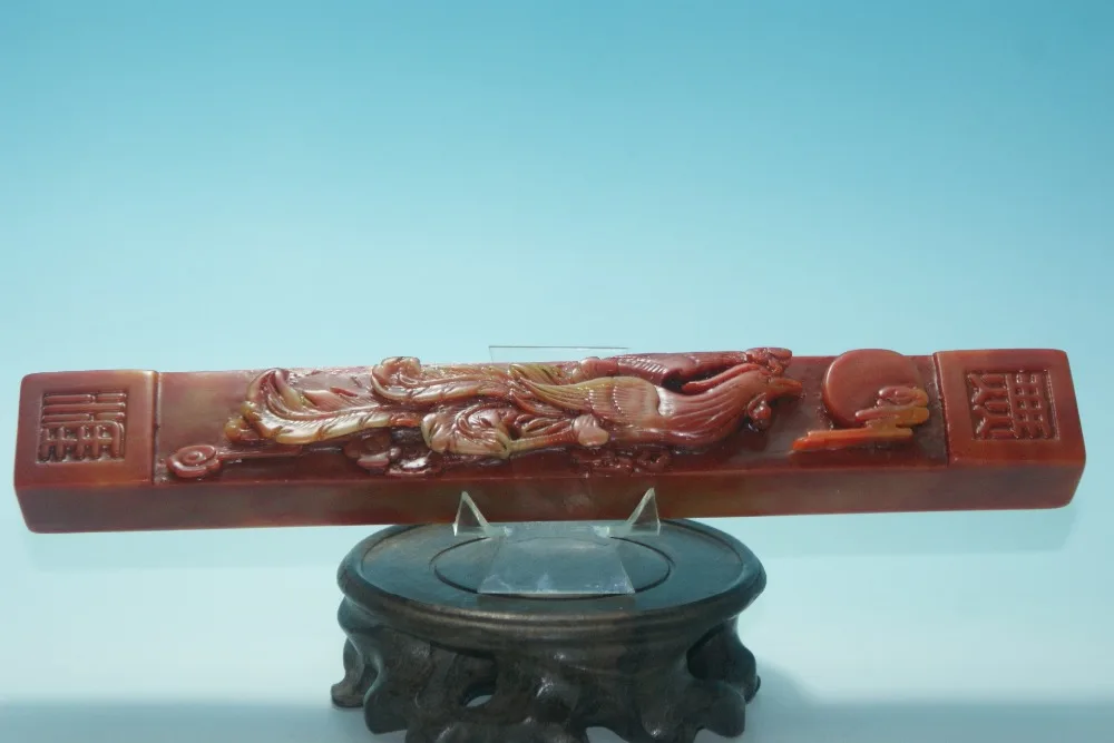 

China shoushan stone old Hand carved excellent Calligraphy utensils Paperweight Phoenix sculpture