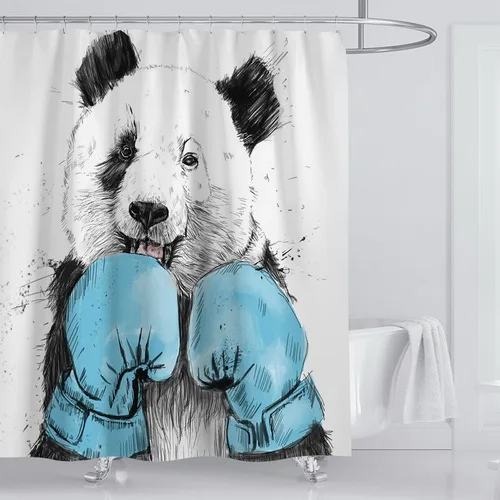 Кошка занавеска для ванной дети Прямая cortinas de banos животное 3d Водонепроницаемая занавеска для ванной - Цвет: zh68zb-x020