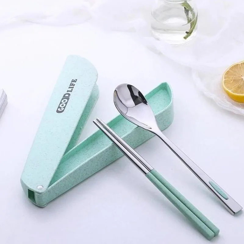 

Stainless Steel Cutlery Wheat Straw Tableware Fashion Stainless Steel Environmental Protection Kitchen Barbecue Travel