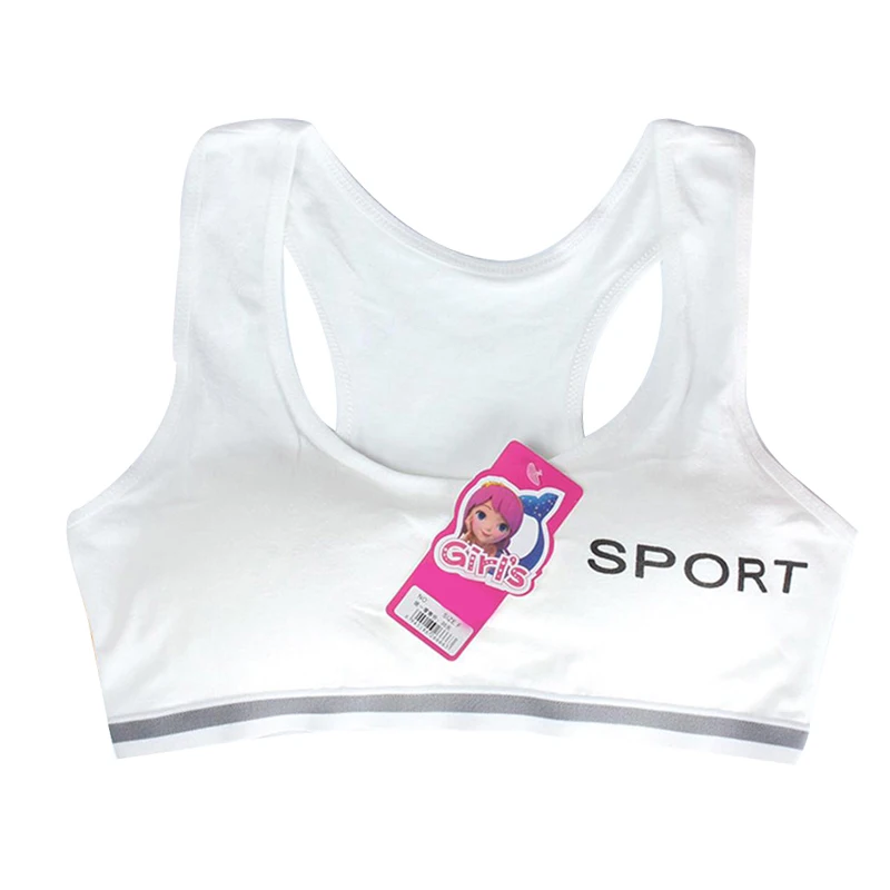 09Sport White Хлопковый бюстгальтер для девочек-подростков; спортивный бюстгальтер для подростков; Спортивный бюстгальтер; топы для От 10 до 15 лет; нижнее белье; KW09 - Цвет: 09Sport White