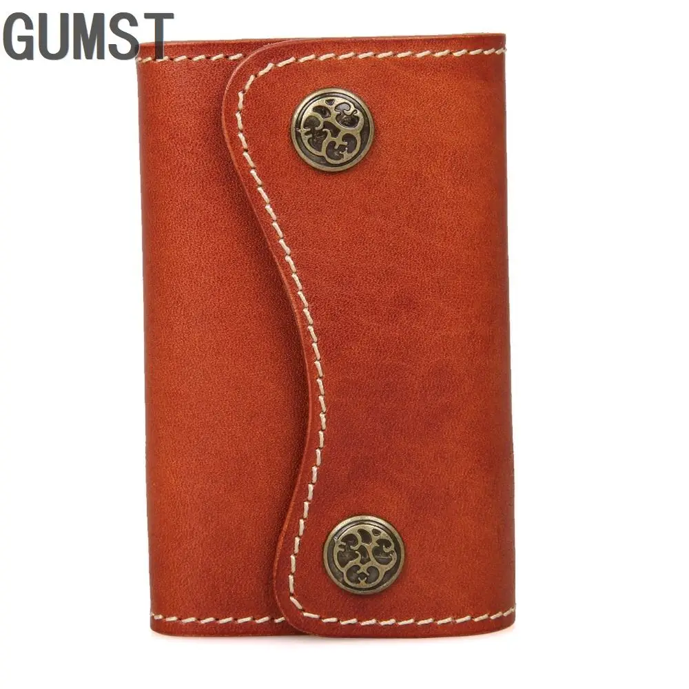 

GUMST Genuine Cow Leather Men & Women Car Key Bag Wallet Multi Function Key Case Fashion Housekeeper Holders