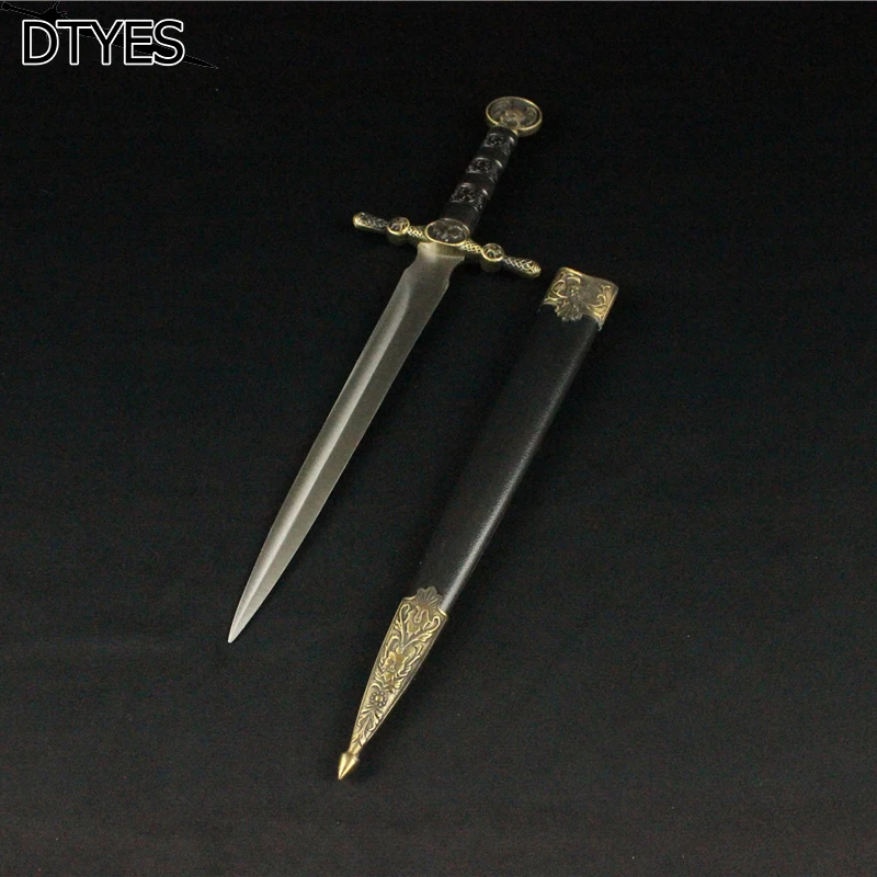 

Little Home Decor Sword Leather Scabbard & Handle Cosplay Metal Swords Stainless Steel Blade Props Gift Beautiful Small Sword