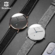 Bestdon Simple Mens relojes de lujo superior impermeable cuarzo reloj de pulsera clásica Geek minimalista hombre reloj regalo para hombre