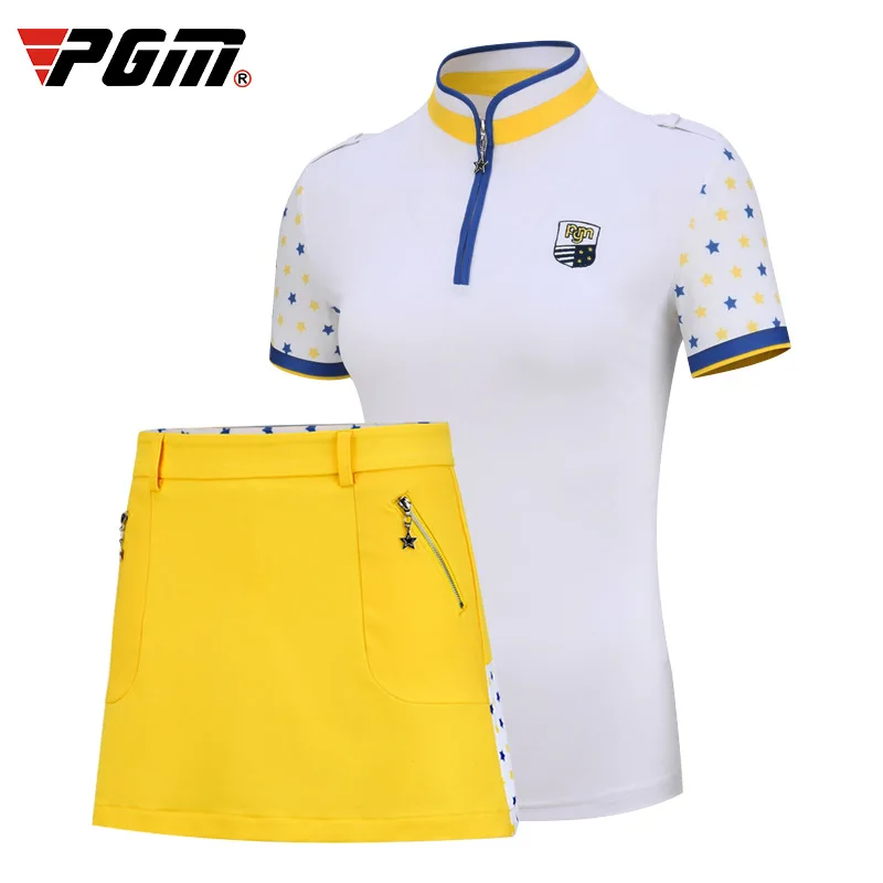 

Send Belt ! Golf Apparel 2PCS Women's Short Sleeve T-Shirt + Skirt Spring Summer Sports Wear Suit Set Lady Clothes XS-XL Dry Fit