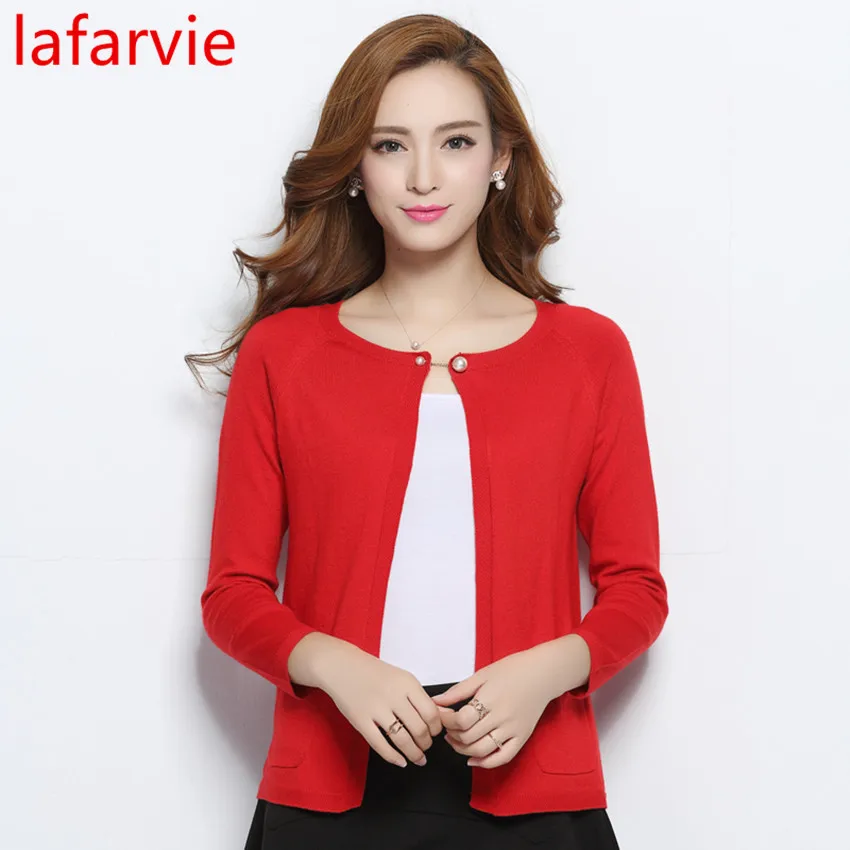 Lafarvie 2017 High Quality Autumn Winter Sweater Women Cardigan Sweater Loose Double Breasted Womens Cashmere Sweater