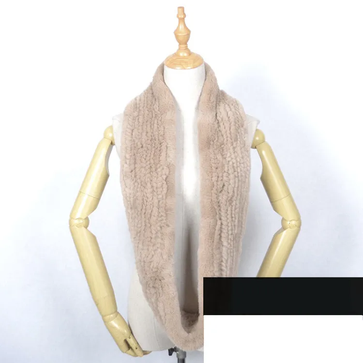 NO.7 Light khaki 018 зимняя женская меховая шаль шарф с натуральным кроликом короткая стильная женская грелка для шеи унисекс меховой шарф-воротник с кроликом Рекс вязаные шарфы - Цвет: NO.7 Light khaki