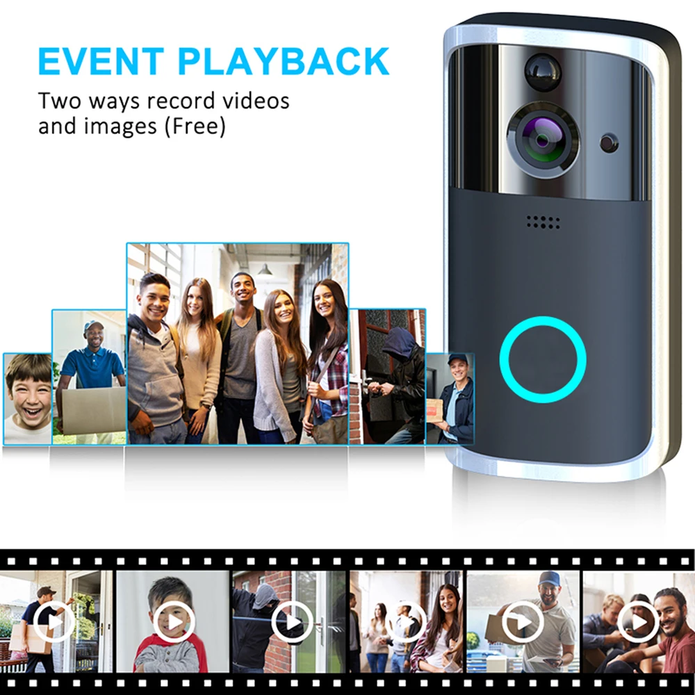 

Smart WiFi Video Doorbell Camera Visual Intercom with Chime Night Vision IP Door Bell Wireless Home Security Camera with Card