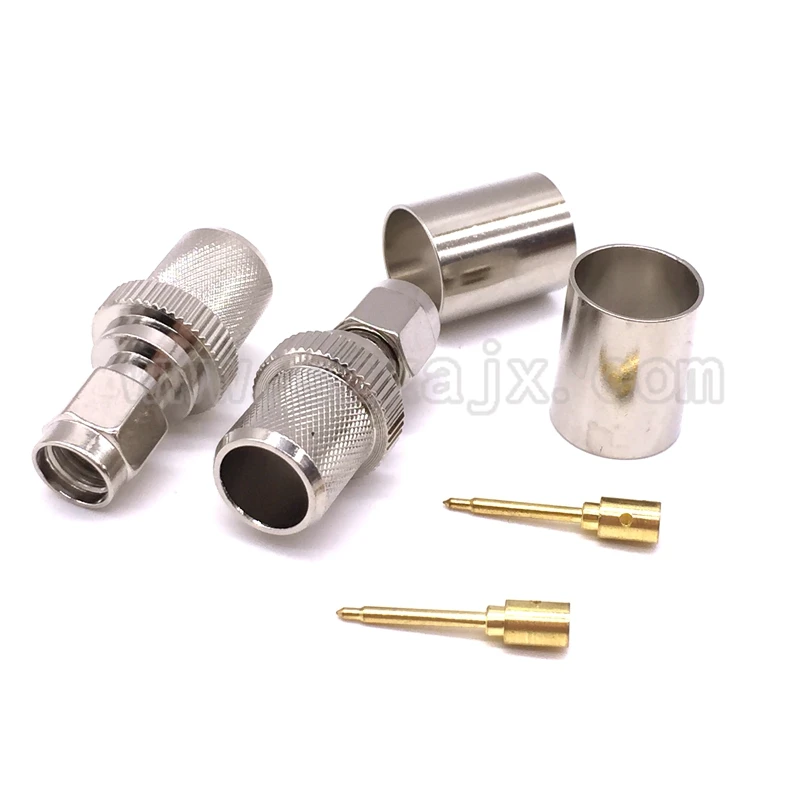 

JX connector 10PCS SMA Male Plug Crimp For RG8 RG213 RG214 LMR400 RG165 Straight Nickelplated Connector Fast shipping